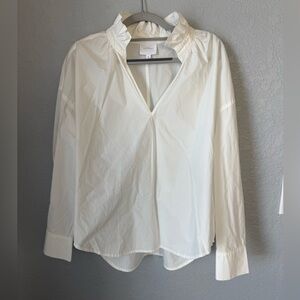We Are Sundays White Ruffle Collar Shirt- Size Medium